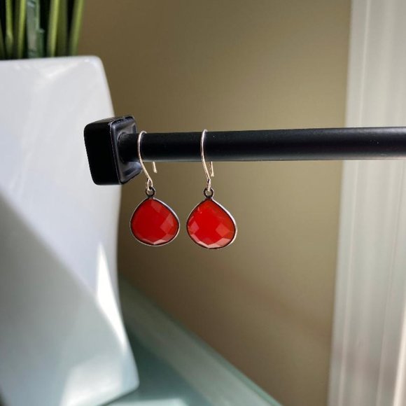 Garnet Gemstone Sterling Silver Earrings - Picture 3 of 3